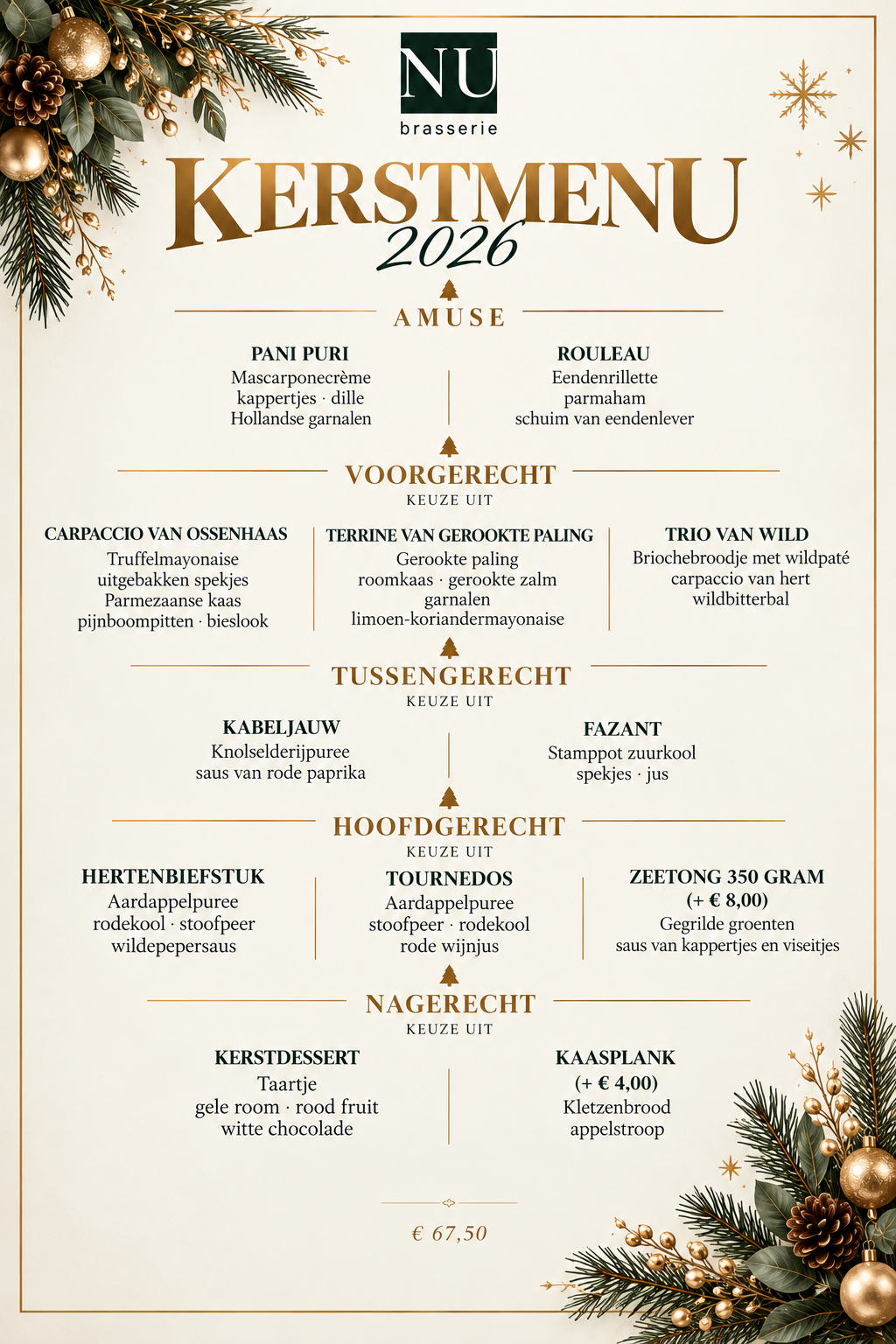 kerstmenu 2026 Brasserie NU